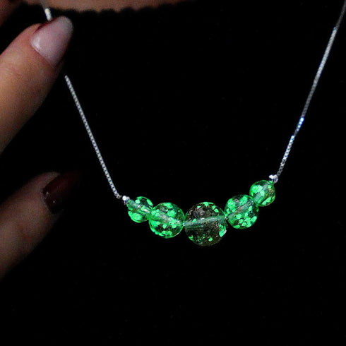 Arktisblau | 925 Sterling Silber | Glühwürmchen-Glas-Halskette mit Unendlichkeitsverschluss